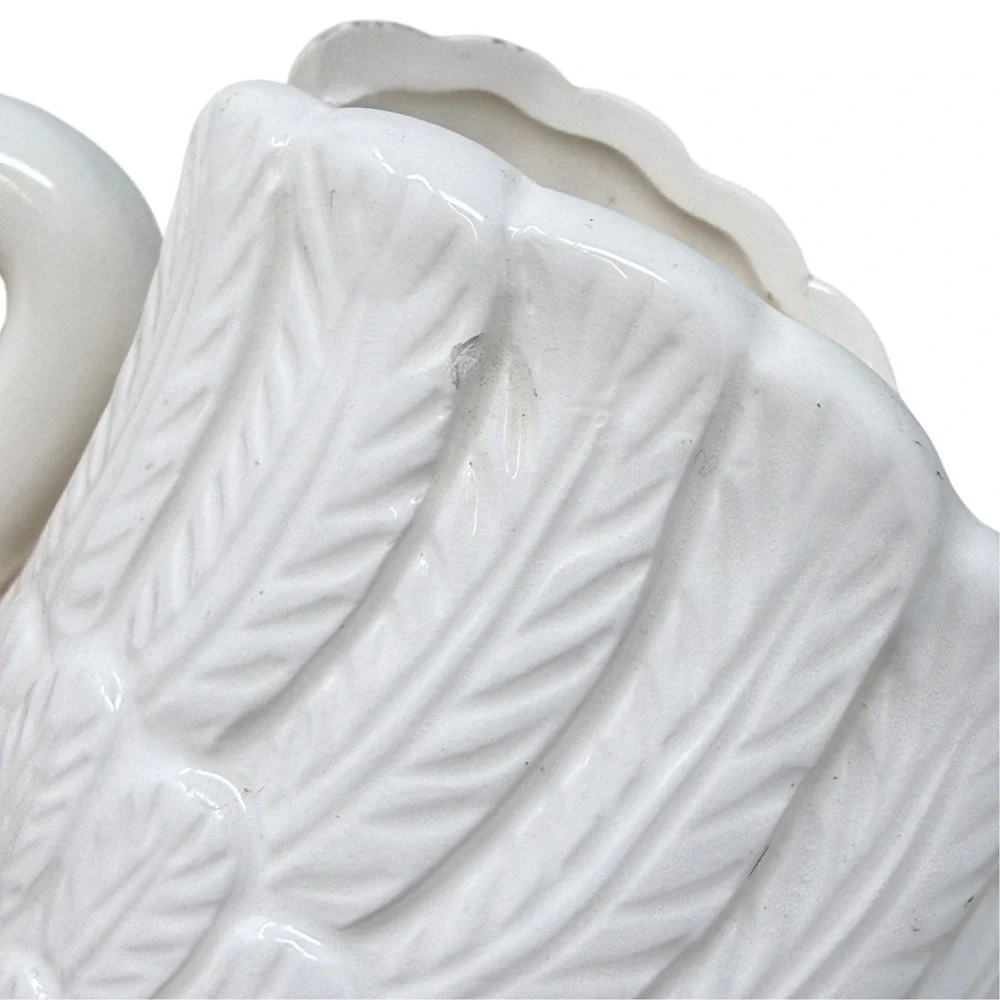Vintage Swan Planter White Glazed Ceramic Bird Vase Cachepot Cottagecore